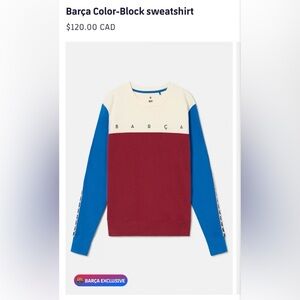 Men’s Size Large Barca FCB Colorblock Sweatshirt Soccer Football